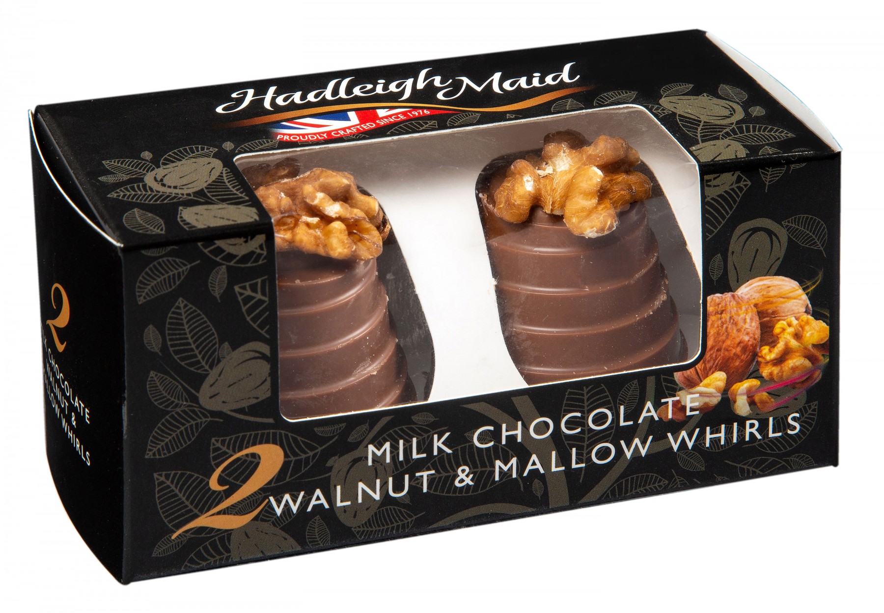 Hadleigh Maid 2 Milk Chocolate Walnut & Mallow Whirls 75g Chocolate