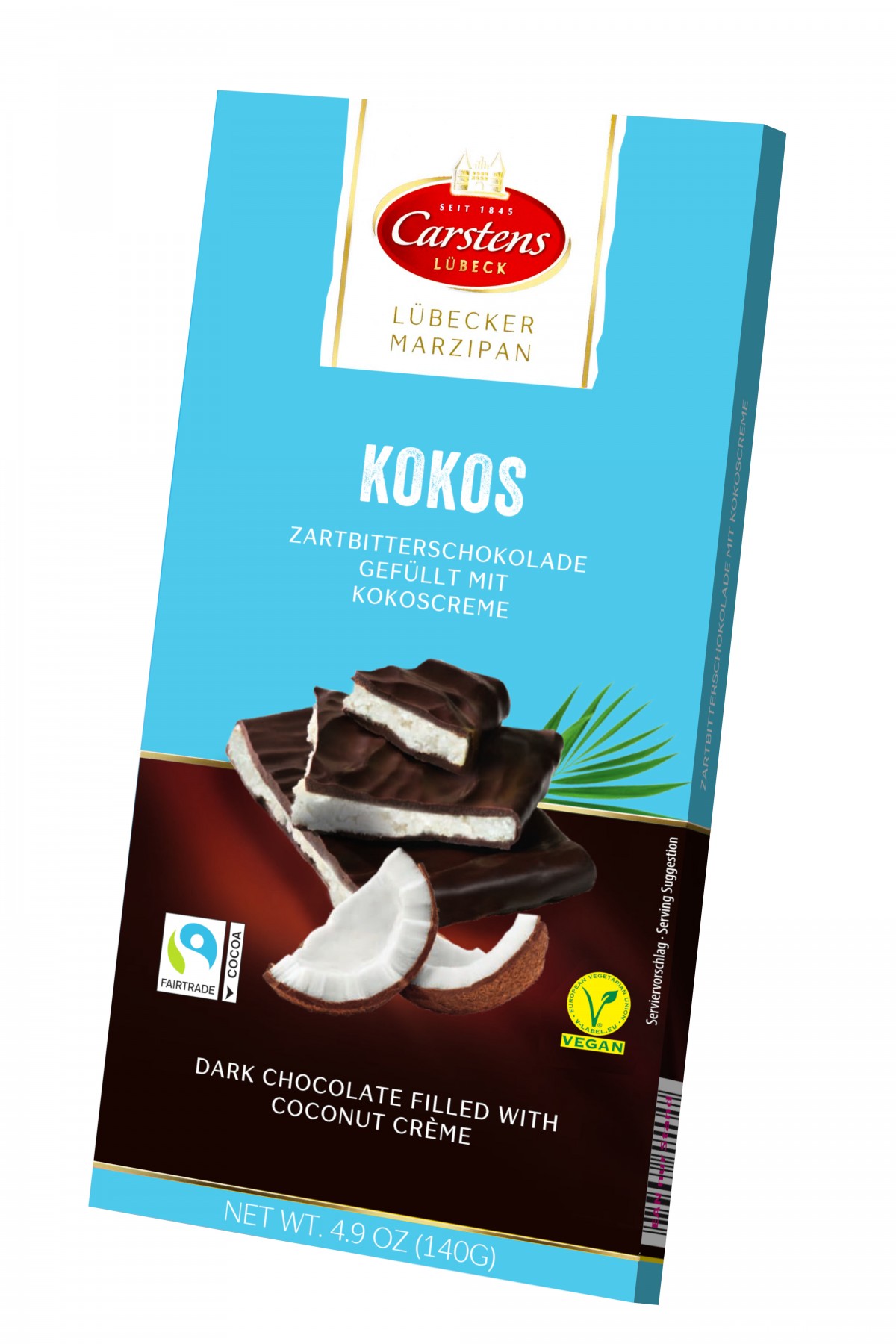 Carstens Lubeck Marzipan Coconut Dark Chocolate Bar 140g