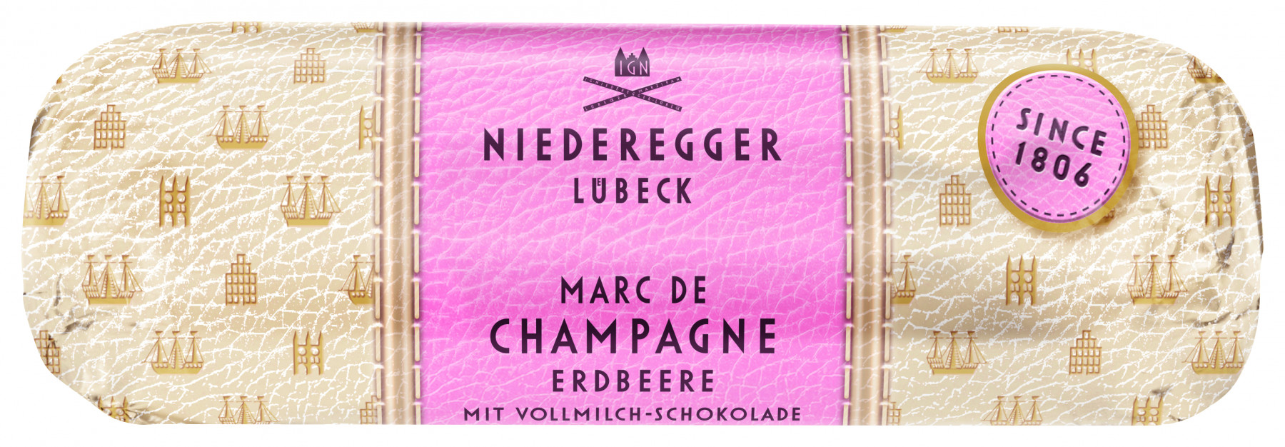 Signature Loaf Strawberry Marc de Champagne in milk chocolate 125g
