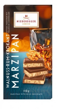 Niederegger Walnut Rum Croquant Marzipan With Milk Chocolate Bar 110g